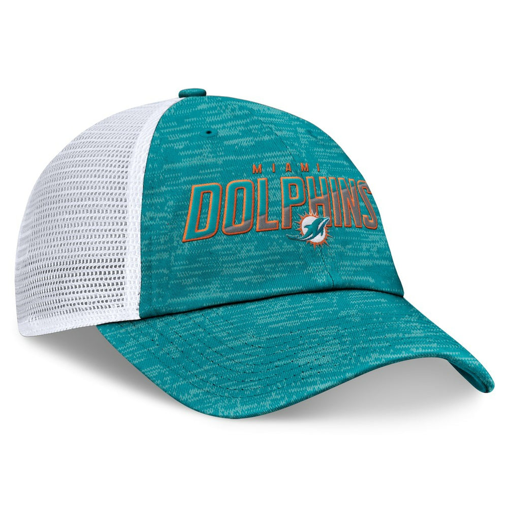 Miami Dolphins Challenge Trucker Adjustable Hat - Heather Aqua Hats