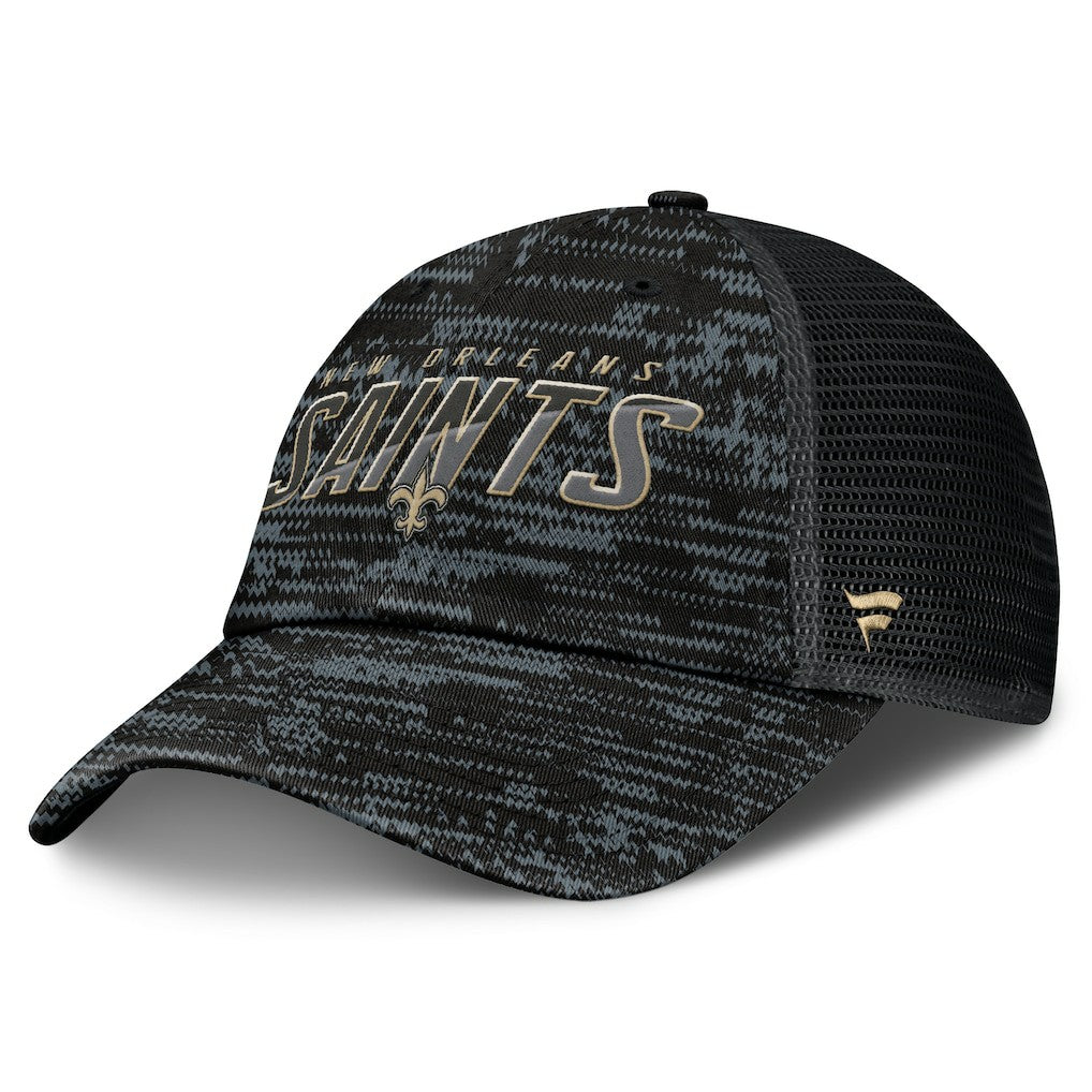 New Orleans Saints Challenge Trucker Adjustable Hat - Heather Black Hats