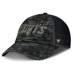 New Orleans Saints Challenge Trucker Adjustable Hat - Heather Black Hats