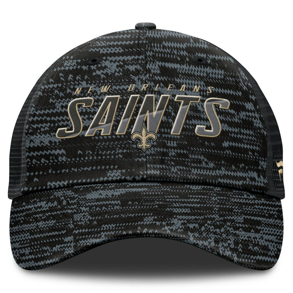 New Orleans Saints Challenge Trucker Adjustable Hat - Heather Black Hats