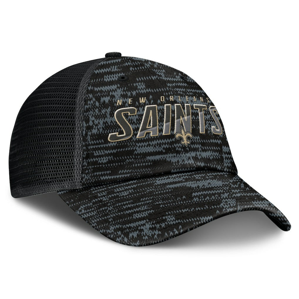 New Orleans Saints Challenge Trucker Adjustable Hat - Heather Black Hats