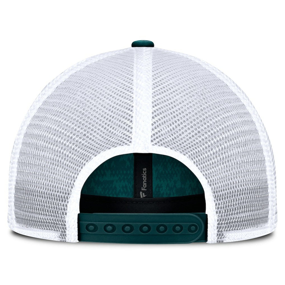 Philadelphia Eagles Challenge Trucker Adjustable Hat - Heather Midnight Green Hats