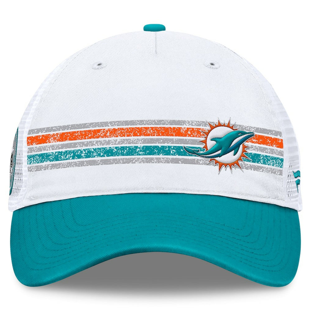 Miami Dolphins Flawless Stripe Adjustable Hat - White/Aqua Hats