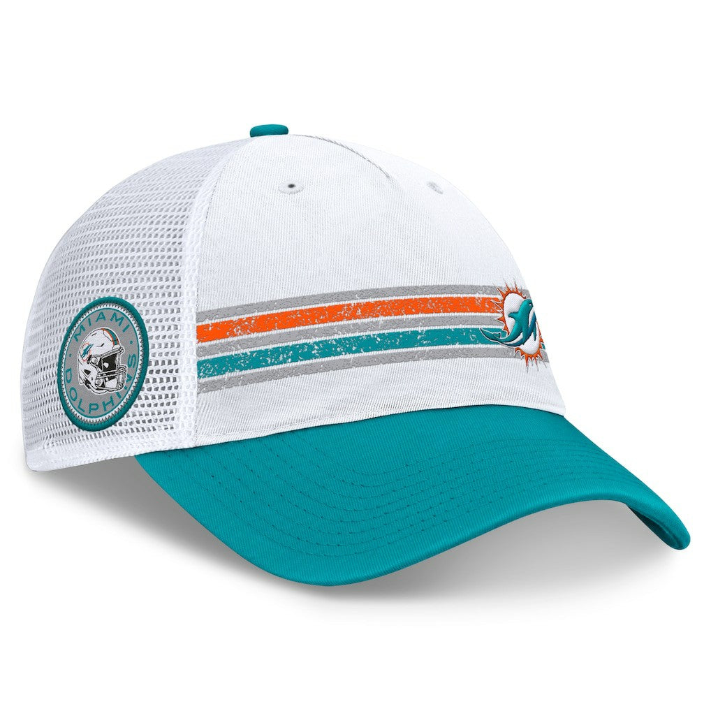 Miami Dolphins Flawless Stripe Adjustable Hat - White/Aqua Hats