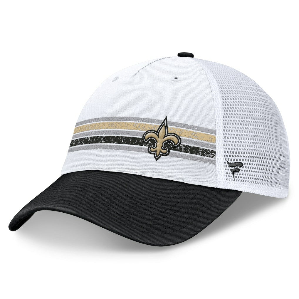 New Orleans Saints Flawless Stripe Adjustable Hat - White/Black Hats