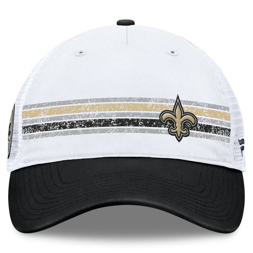 New Orleans Saints Flawless Stripe Adjustable Hat - White/Black Hats