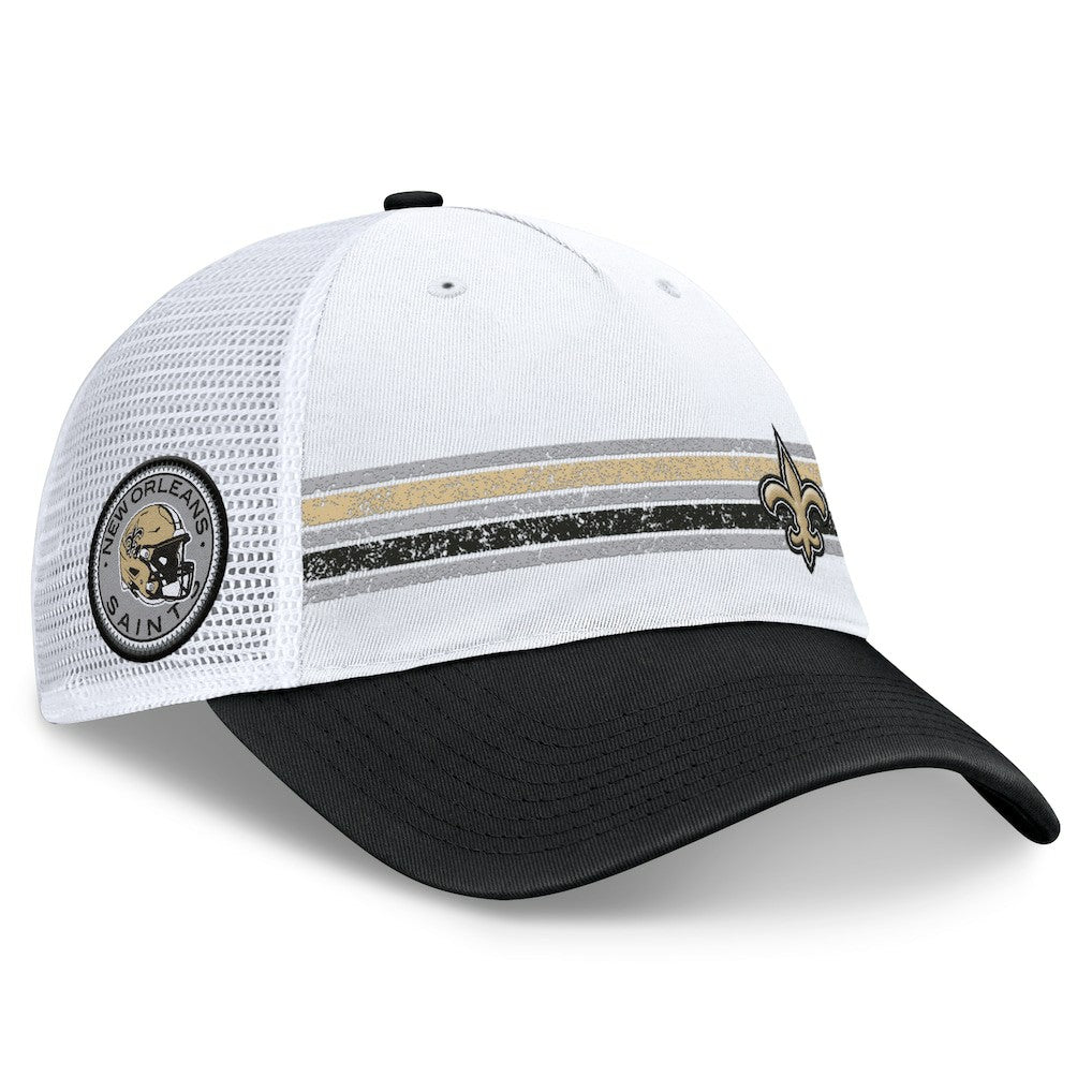 New Orleans Saints Flawless Stripe Adjustable Hat - White/Black Hats