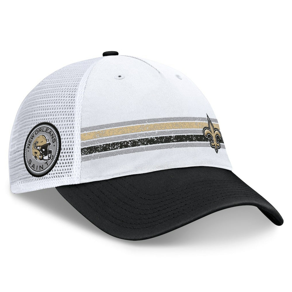 New Orleans Saints Flawless Stripe Adjustable Hat - White/Black Hats