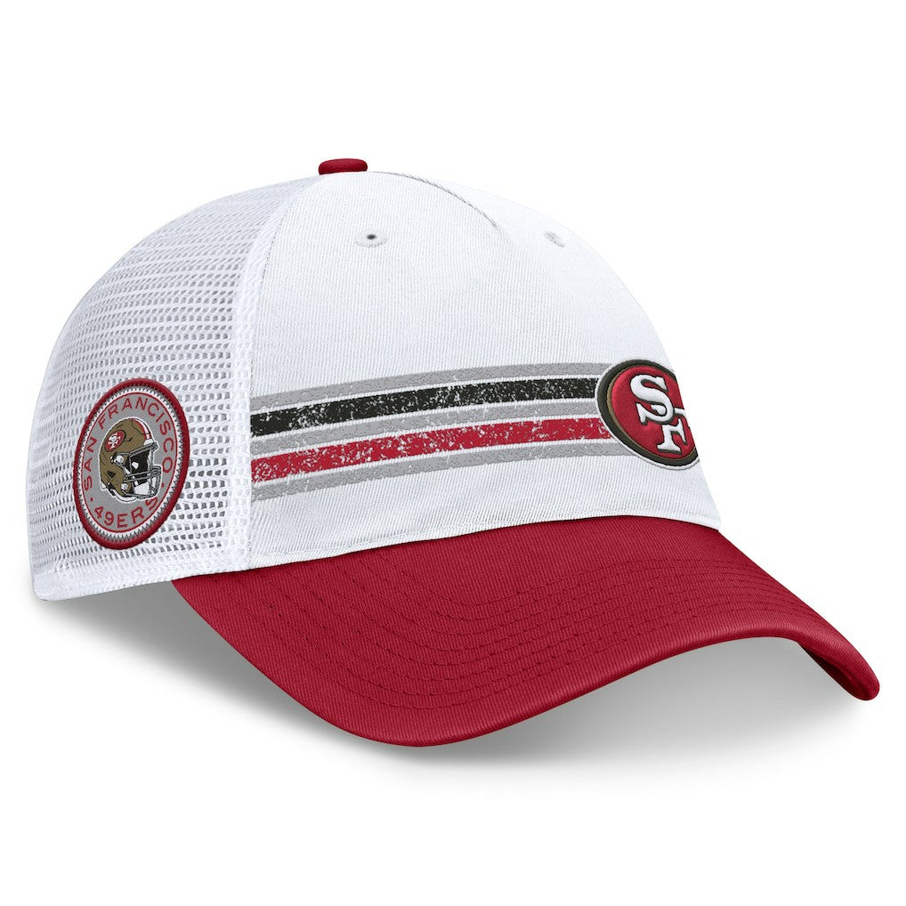 San Francisco 49ers Flawless Stripe Adjustable Hat - White/Scarlet Hats