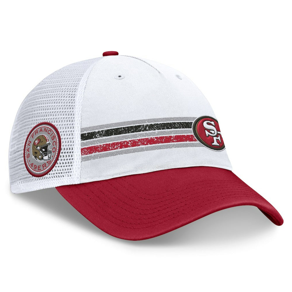 San Francisco 49ers Flawless Stripe Adjustable Hat - White/Scarlet Hats