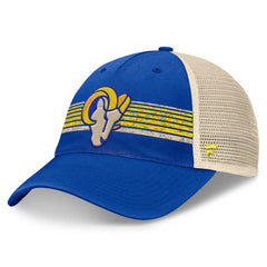 Los Angeles Rams Center Stripe Trucker Adjustable Hat - Royal/Natural Hats
