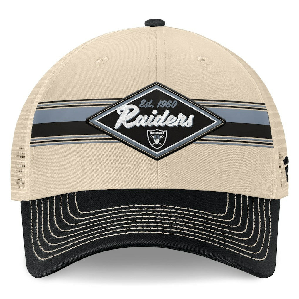 Las Vegas Raiders Diamond Stripe Trucker Adjustable Hat - Natural/Black Hats