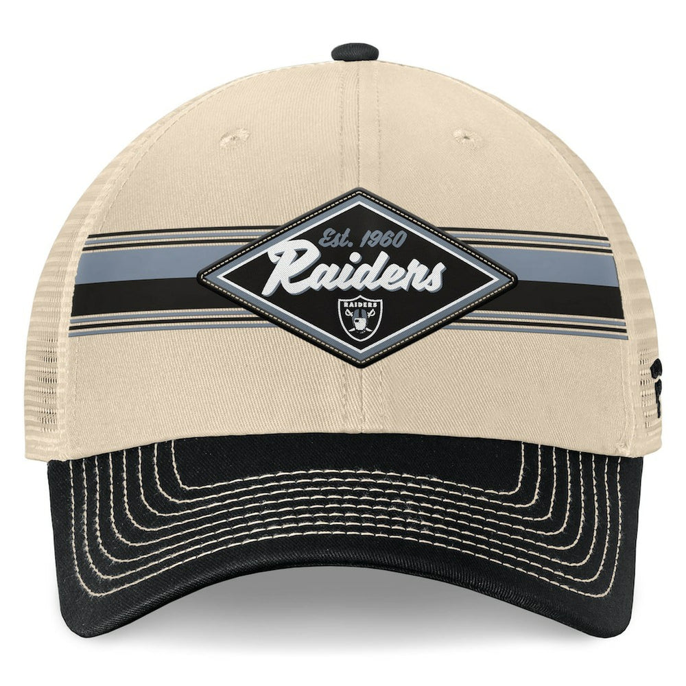 Las Vegas Raiders Diamond Stripe Trucker Adjustable Hat - Natural/Black Hats