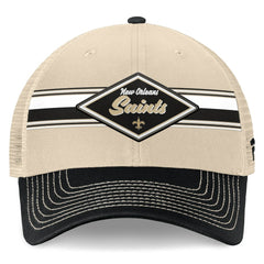 New Orleans Saints Diamond Stripe Trucker Adjustable Hat - Natural/Black Hats