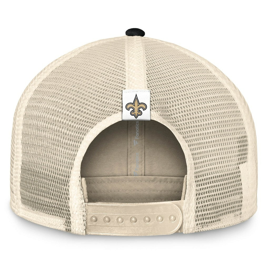 New Orleans Saints Diamond Stripe Trucker Adjustable Hat - Natural/Black Hats