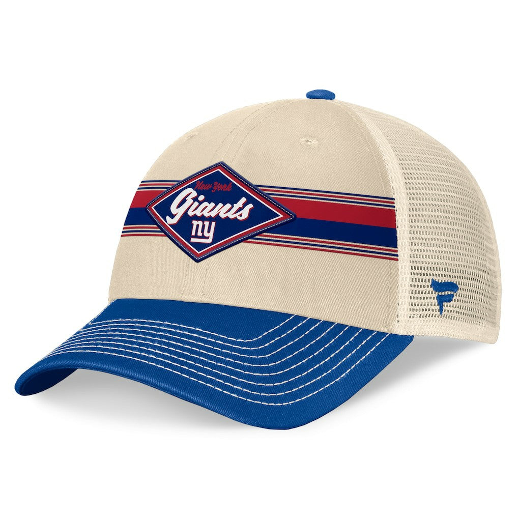 New York Giants Diamond Stripe Trucker Adjustable Hat - Natural/Royal Hats