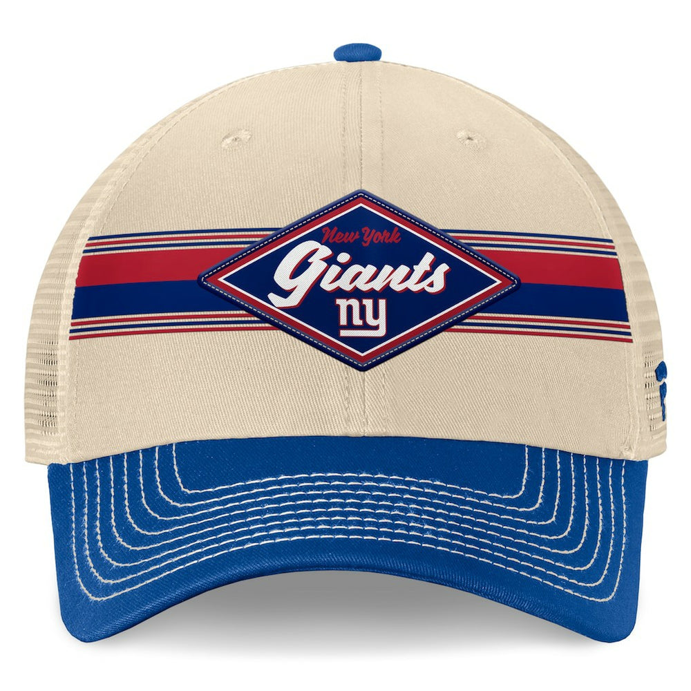 New York Giants Diamond Stripe Trucker Adjustable Hat - Natural/Royal Hats