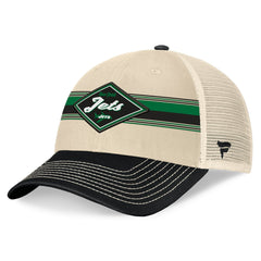New York Jets Diamond Stripe Trucker Adjustable Hat - Natural/Black Hats