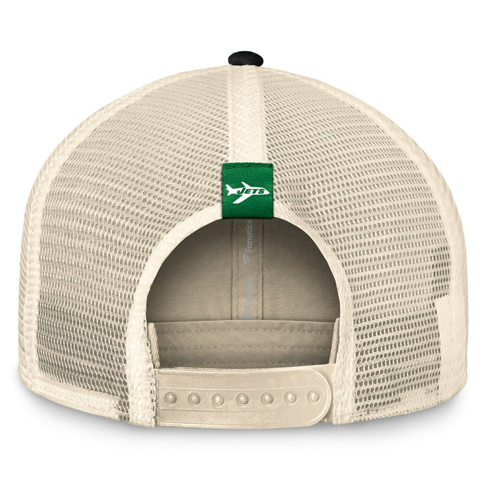 New York Jets Diamond Stripe Trucker Adjustable Hat - Natural/Black Hats
