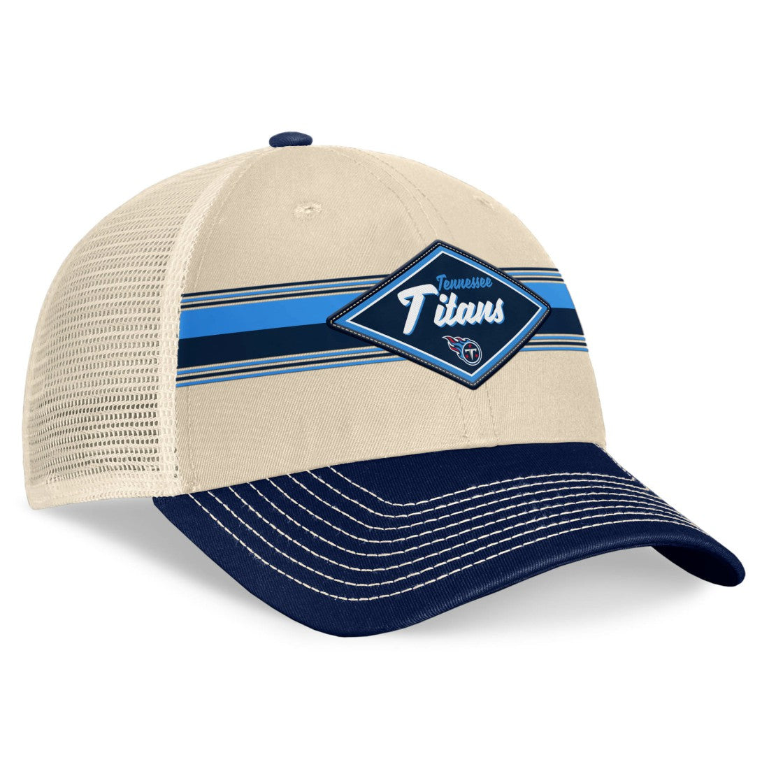 Tennessee Titans Diamond Stripe Trucker Adjustable Hat - Natural/Navy Hats