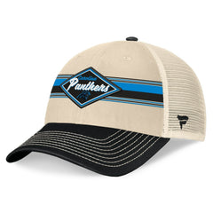 Carolina Panthers Diamond Stripe Trucker Adjustable Hat - Natural/Black Hats