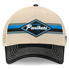 Carolina Panthers Diamond Stripe Trucker Adjustable Hat - Natural/Black Hats