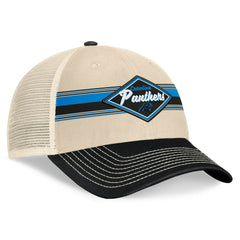 Carolina Panthers Diamond Stripe Trucker Adjustable Hat - Natural/Black Hats