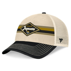 Jacksonville Jaguars Diamond Stripe Trucker Adjustable Hat - Natural/Black Hats