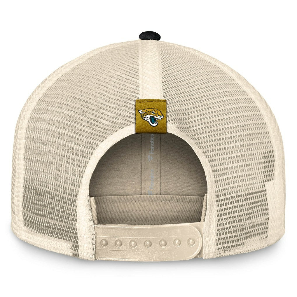 Jacksonville Jaguars Diamond Stripe Trucker Adjustable Hat - Natural/Black Hats