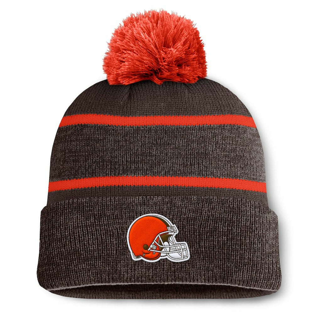 Cleveland Browns Holding Cuffed Knit Hat with Pom - Brown Hats