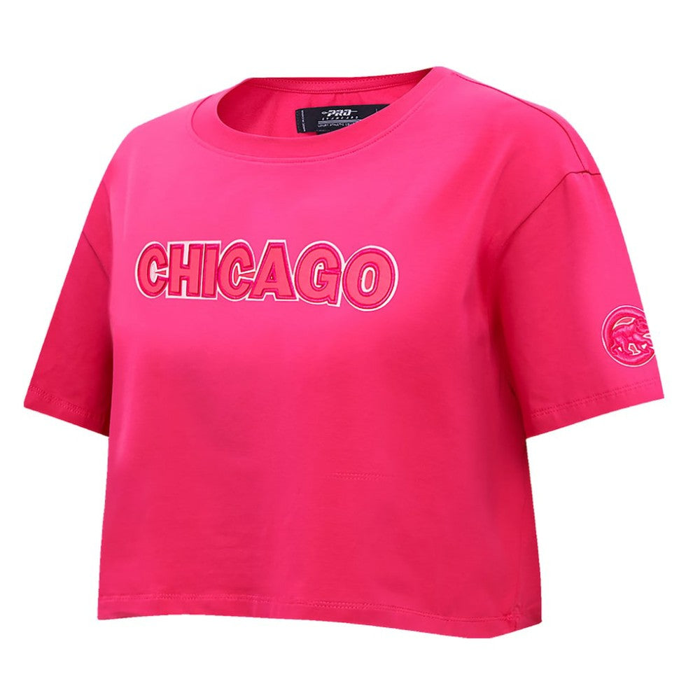 Chicago Cubs Pro Standard Women's Triple Pink Boxy Cropped T-Shirt - Pink T-shirts
