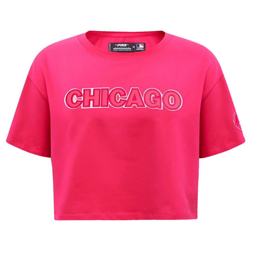 Chicago Cubs Pro Standard Women's Triple Pink Boxy Cropped T-Shirt - Pink T-shirts