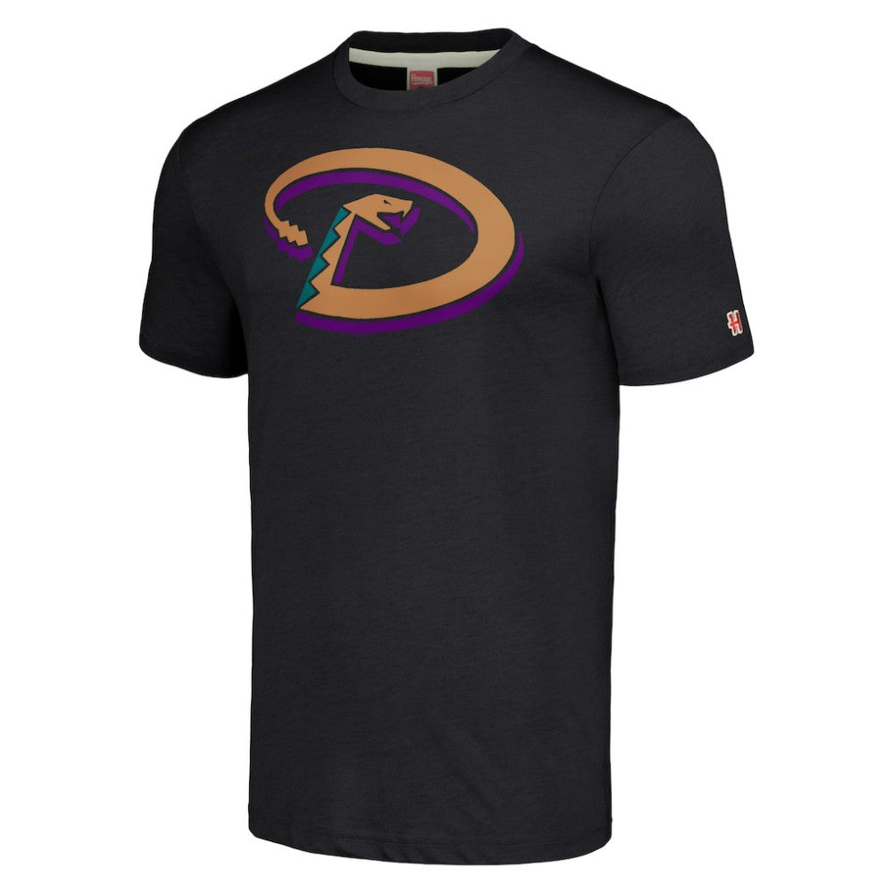 Arizona Diamondbacks Homage Hand-Drawn Logo Tri-Blend T-Shirt - Heather Charcoal T-shirts