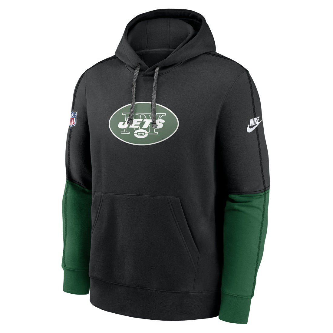 New York Jets Throwback Logo Club Tri-Blend Pullover Hoodie - Black Hoodies