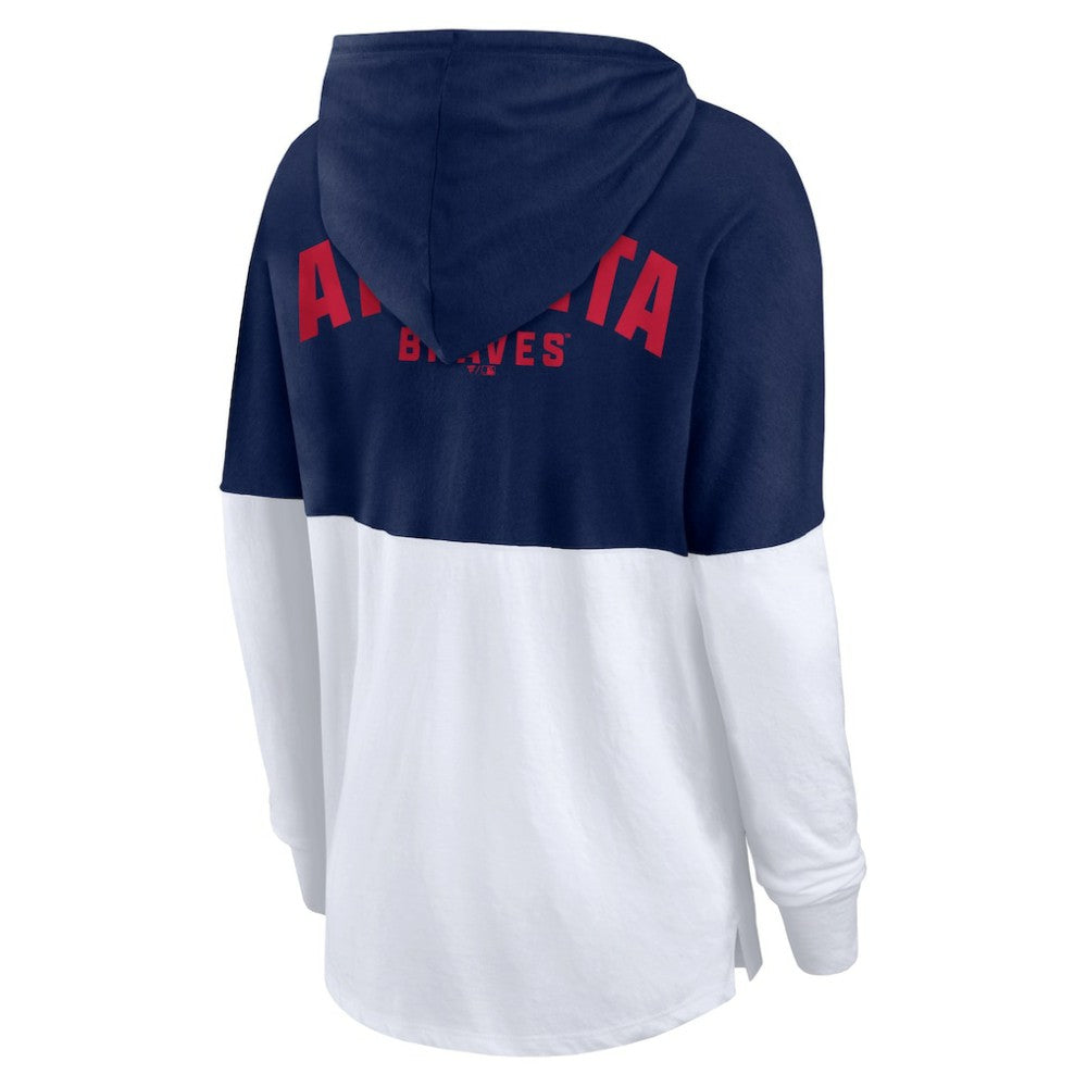 Atlanta Braves Fanatics Women's Backup Option Pullover Hoodie - Navy/White Hoodies