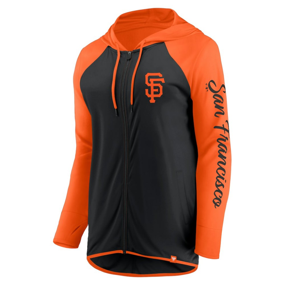 San Francisco Giants Fanatics Women's Script Sleeve Full-Zip Hoodie - Black/Orange Hoodies