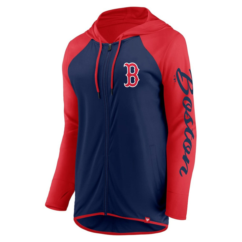 Boston Red Sox Fanatics Women's Script Sleeve Full-Zip Hoodie - Navy/Red Hoodies