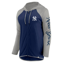 New York Yankees Fanatics Women's Script Sleeve Full-Zip Hoodie - Navy/Gray Hoodies