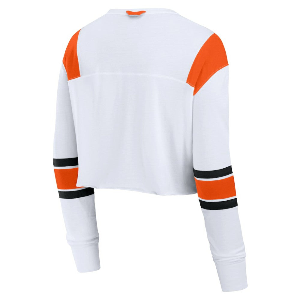 San Francisco Giants Fanatics Women's Stretch Cropped Fashion Long Sleeve T-Shirt - White T-shirts