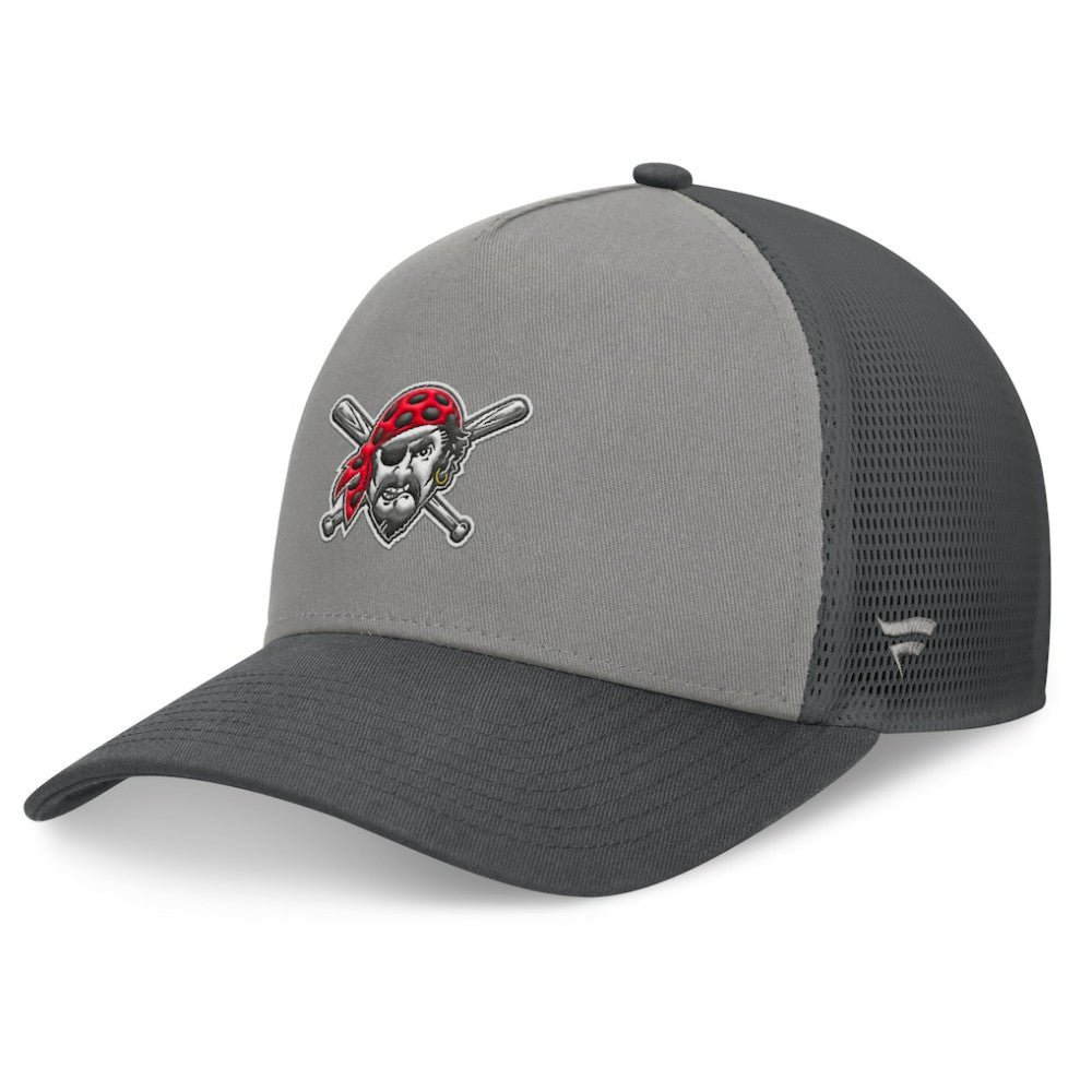 Pittsburgh Pirates Fanatics A-Frame Trucker Adjustable Hat - Gray/Graphite Hats