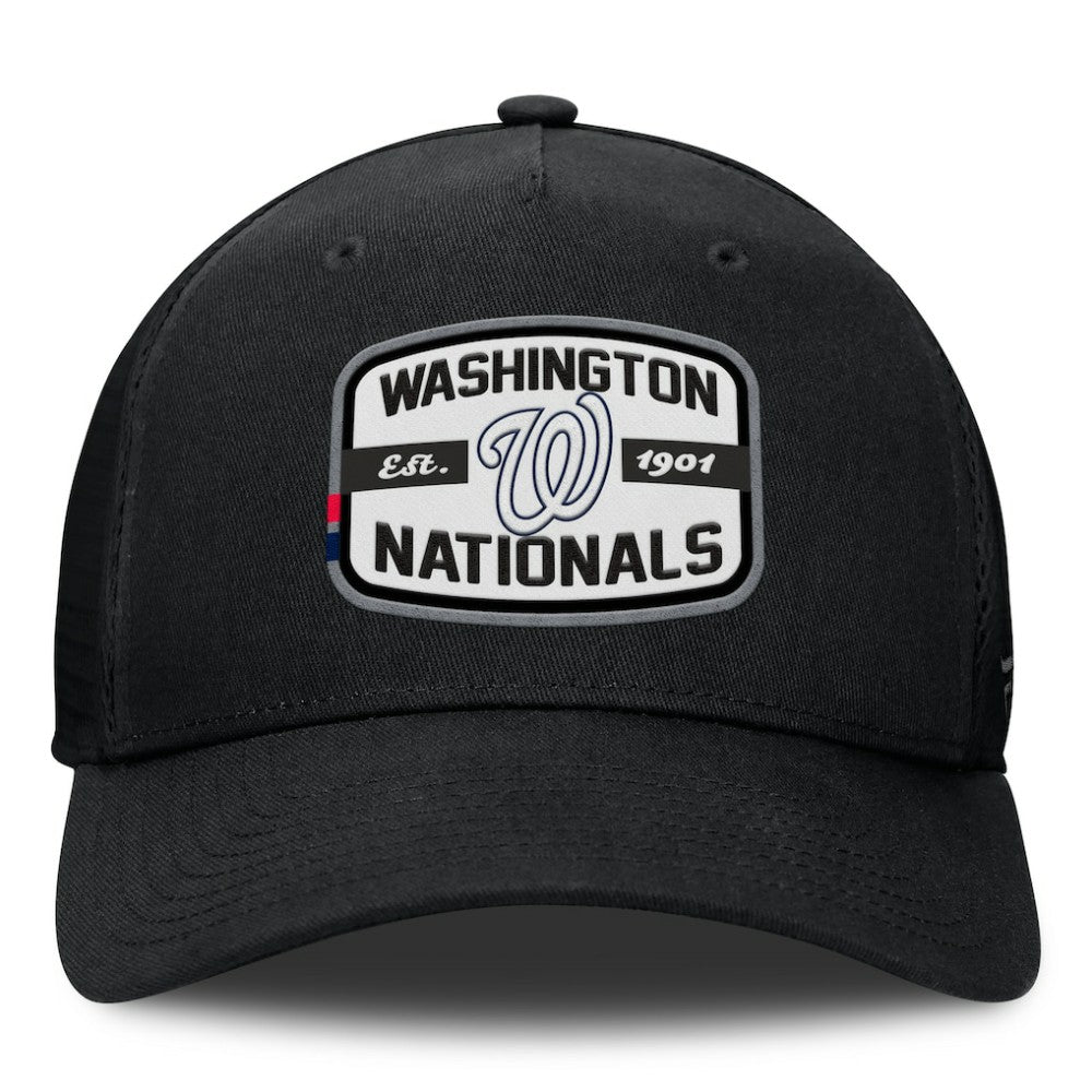 Washington Nationals Fanatics Team Patch A-Frame Trucker Snapback Hat - Black Hats