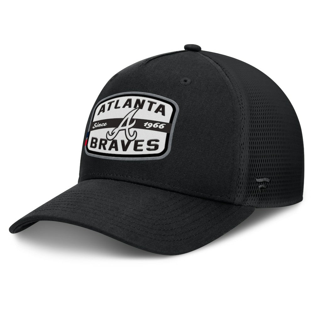 Atlanta Braves Fanatics Team Patch A-Frame Trucker Snapback Hat - Black Hats