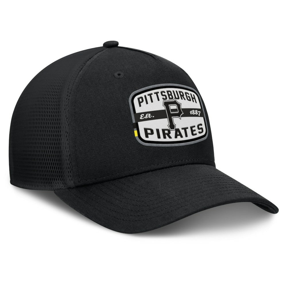 Pittsburgh Pirates Fanatics Team Patch A-Frame Trucker Snapback Hat - Black Hats