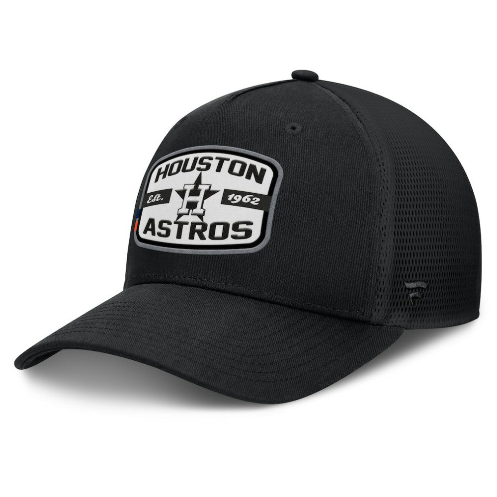 Houston Astros Fanatics Team Patch A-Frame Trucker Snapback Hat - Black Hats
