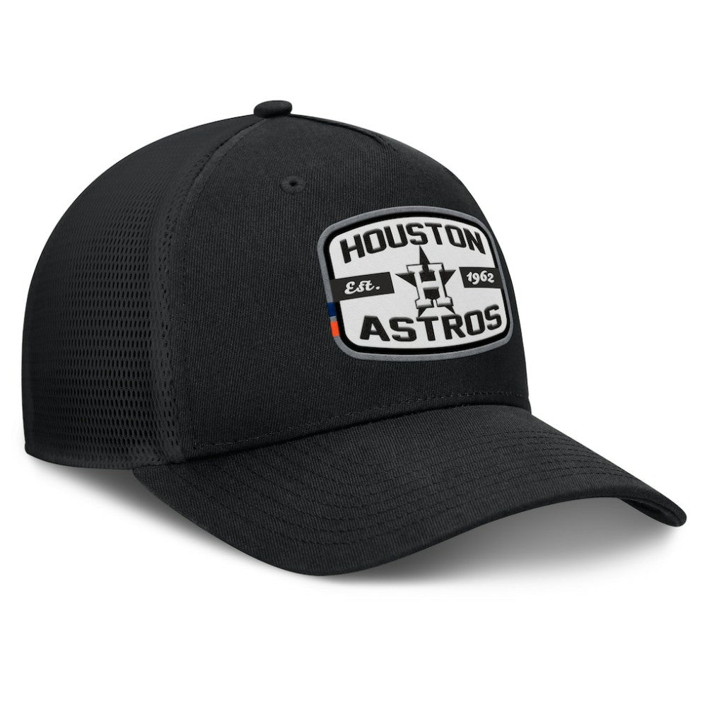 Houston Astros Fanatics Team Patch A-Frame Trucker Snapback Hat - Black Hats