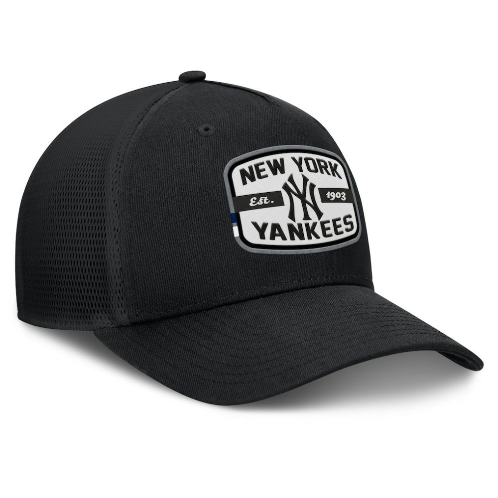 New York Yankees Fanatics Team Patch A-Frame Trucker Snapback Hat - Black Hats