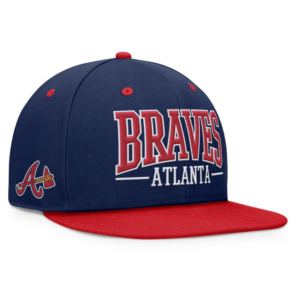 Atlanta Braves Fanatics Fundamental Bold Snapback Hat - Navy/Red Hats