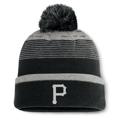 Pittsburgh Pirates Fanatics Fundamental Gradient Cuffed Knit Hat with Pom - Black Hats