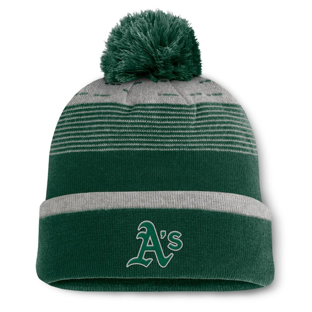 Athletics Fanatics Fundamental Gradient Cuffed Knit Hat with Pom - Green Hats