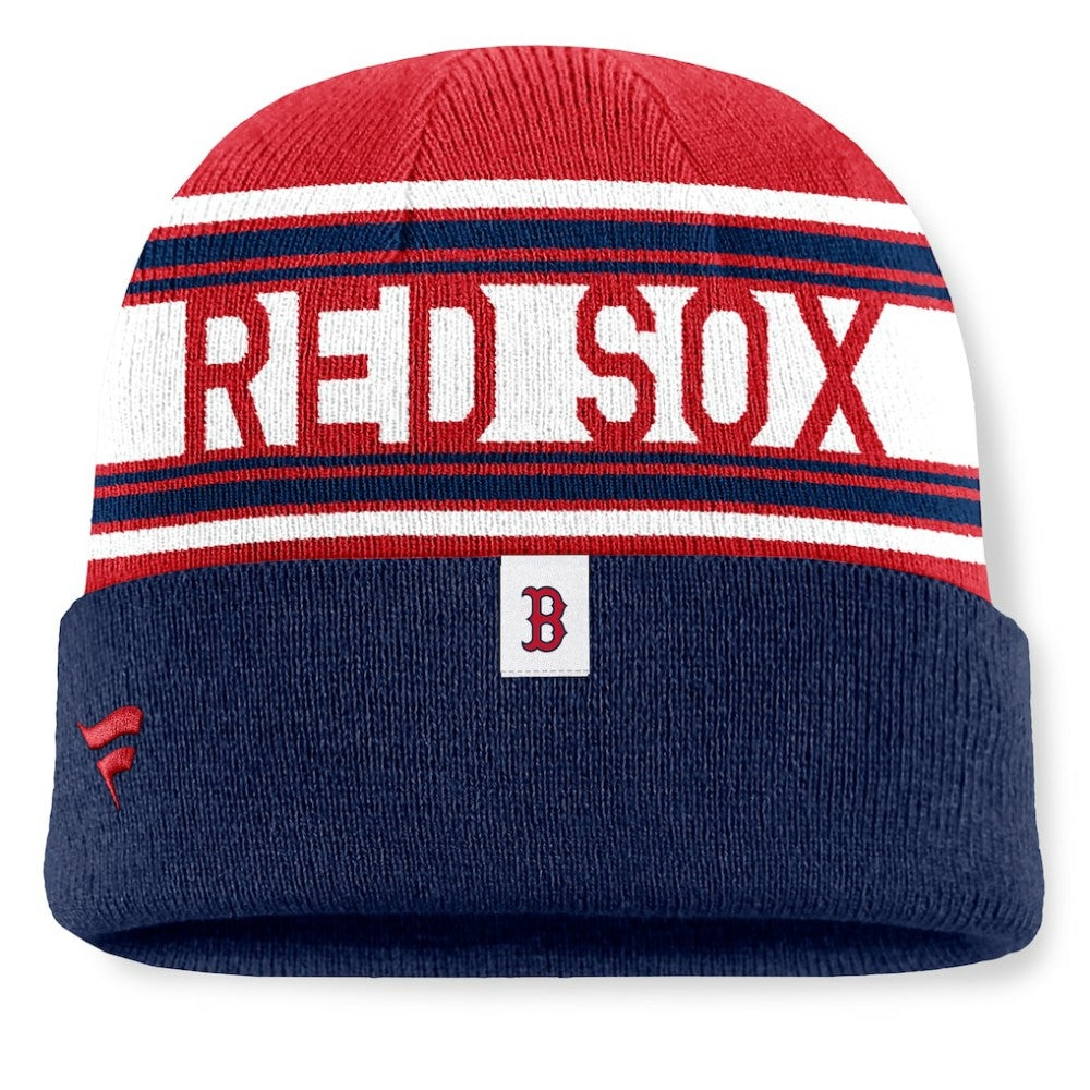 Boston Red Sox Fanatics Fundamental Team Stripe Cuffed Knit Hat - Navy Hats